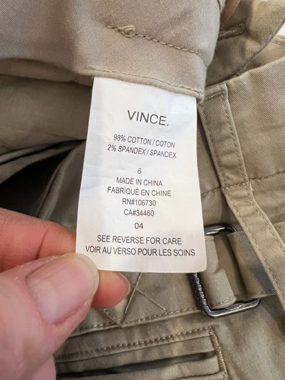 Vince Shorts Womens 6 Tan Khaki Bermuda Cotton Twill Stretch Casual Beach Preppy - Picture 7 of 13